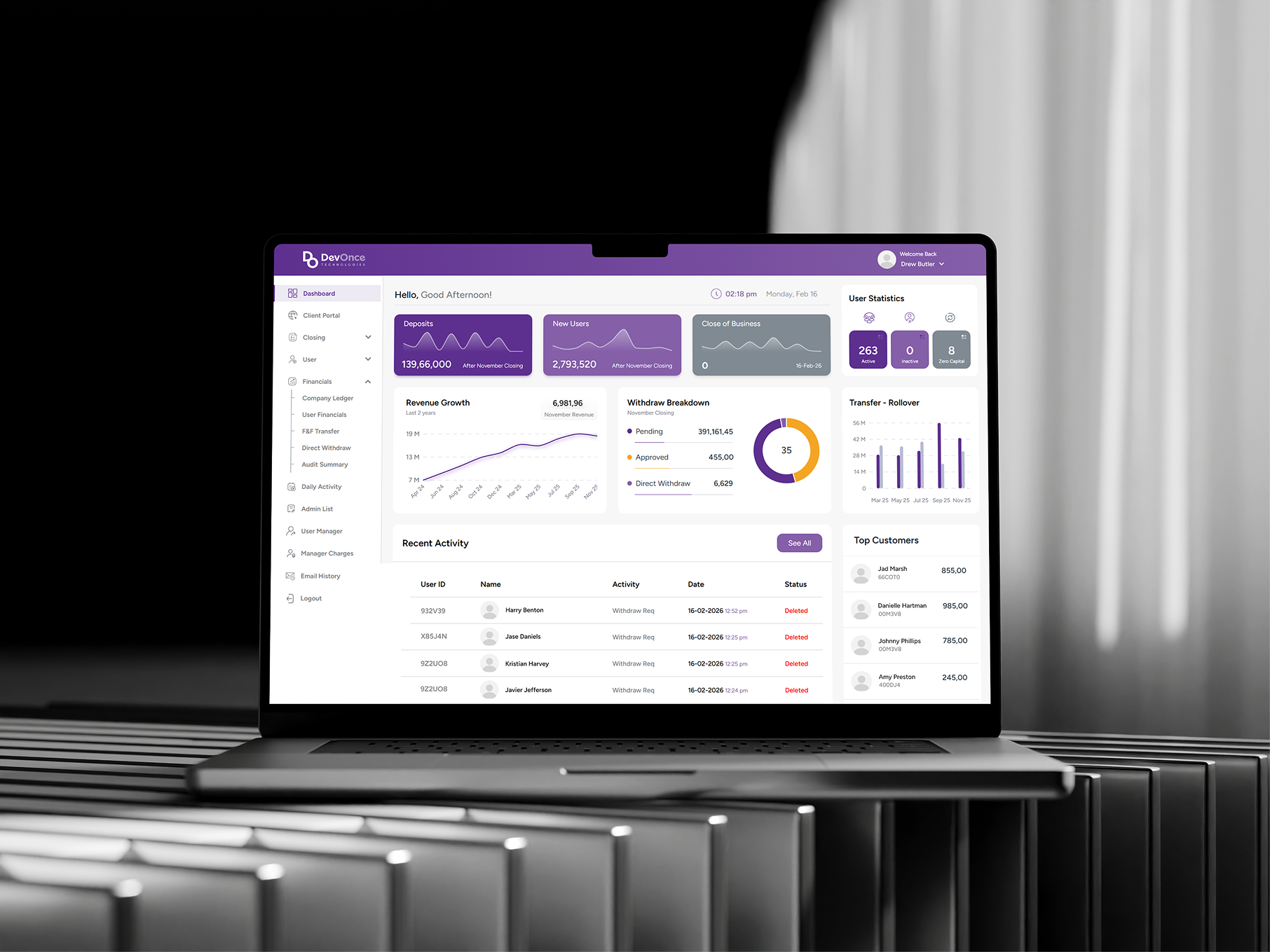 Financial Management System - Laptop View